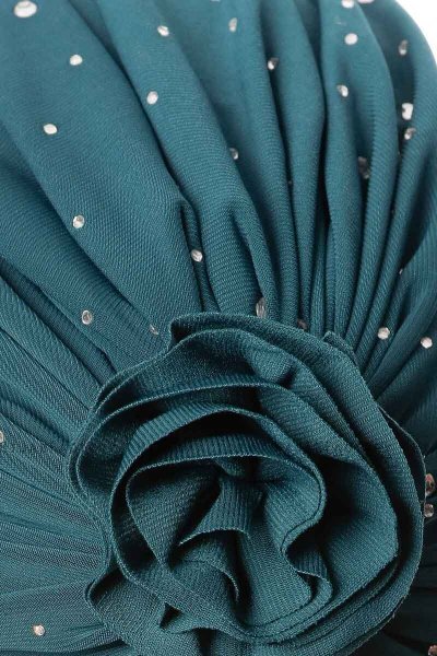 Shereen - Donkergroen Crepe Chiffon Turban - Sehr-i Sal