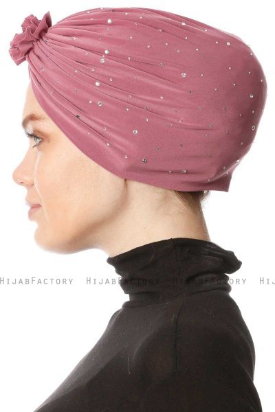 Shereen - Donker Roze Crepe Chiffon Turban - Sehr-i Sal