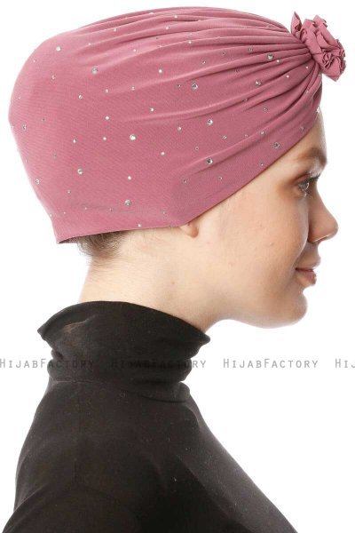 Shereen - Donker Roze Crepe Chiffon Turban - Sehr-i Sal