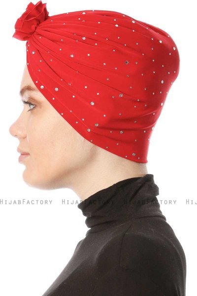 Shereen - Rood Crepe Chiffon Turban - Sehr-i Sal