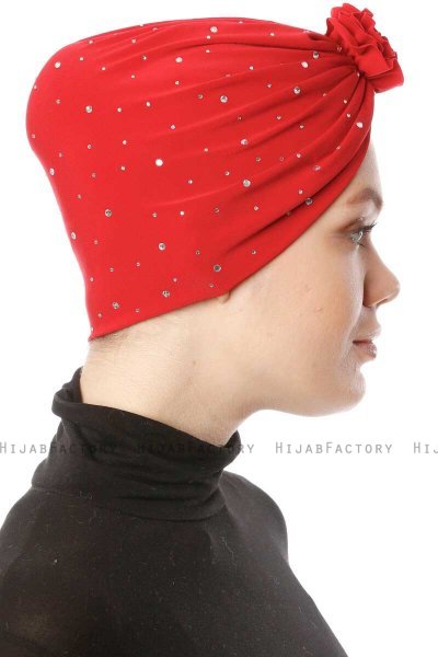 Shereen - Rood Crepe Chiffon Turban - Sehr-i Sal