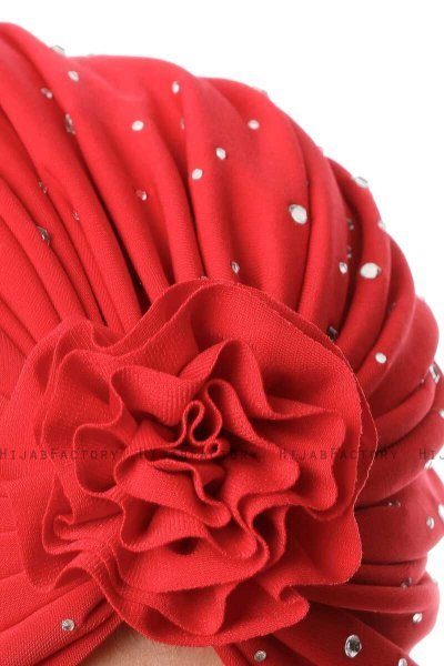 Shereen - Rood Crepe Chiffon Turban - Sehr-i Sal