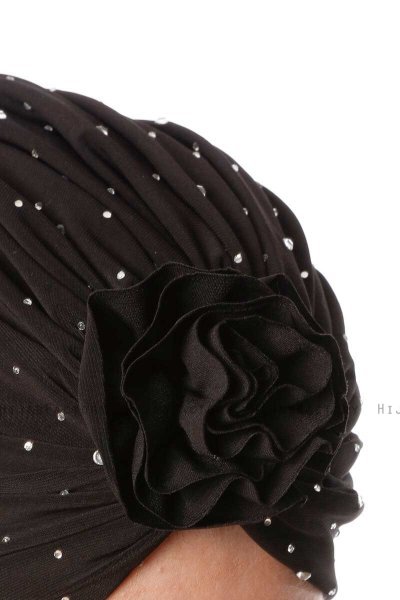 Shereen - Zwart Crepe Chiffon Turban - Sehr-i Sal