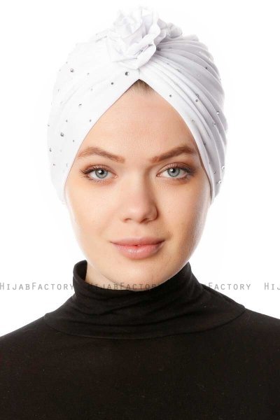 Shereen - Wit Crepe Chiffon Turban - Sehr-i Sal
