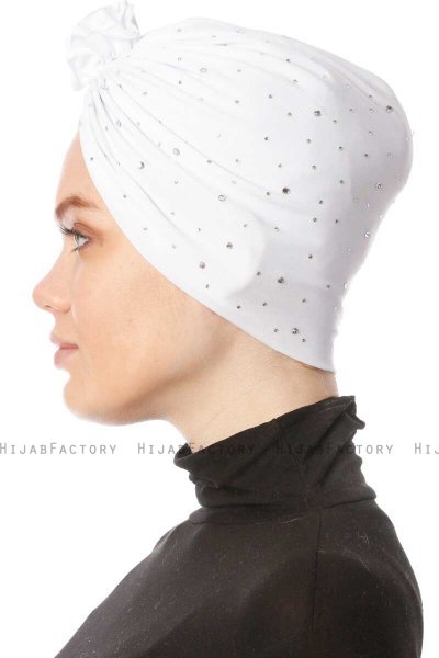 Shereen - Wit Crepe Chiffon Turban - Sehr-i Sal