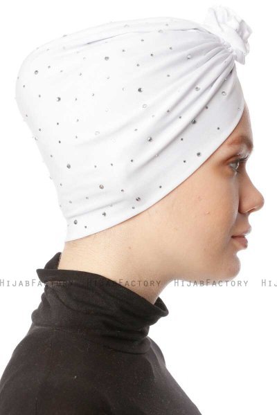 Shereen - Wit Crepe Chiffon Turban - Sehr-i Sal