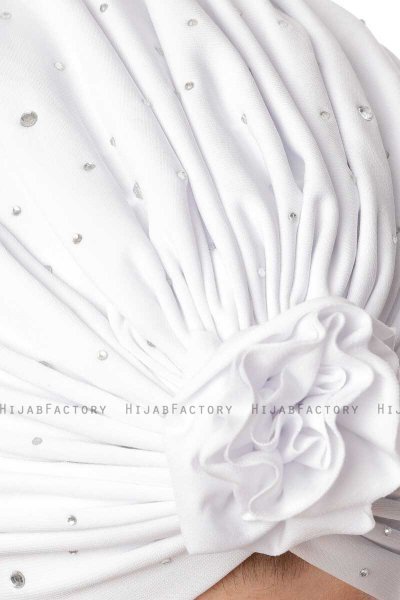 Shereen - Wit Crepe Chiffon Turban - Sehr-i Sal