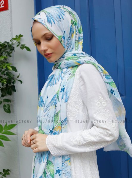 Yumna - Blauw Blad Gevormde Hijab