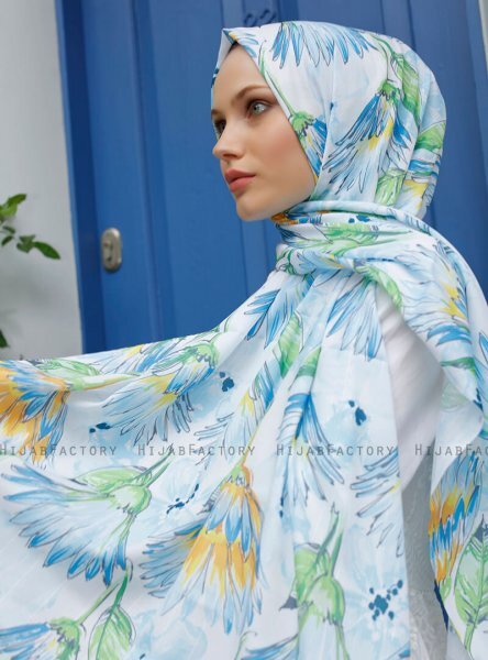 Yumna - Blauw Blad Gevormde Hijab
