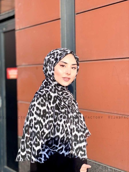 Soda - Zwart Gedessineerde Katoen Hijab - Mirach