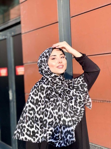 Soda - Zwart Gedessineerde Katoen Hijab - Mirach