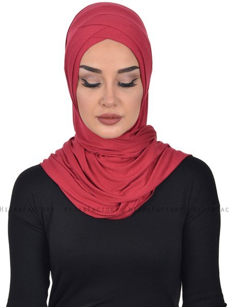 Sofia - Bordeaux Katoenen Praktisch Hijab