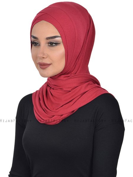 Sofia - Bordeaux Katoenen Praktisch Hijab