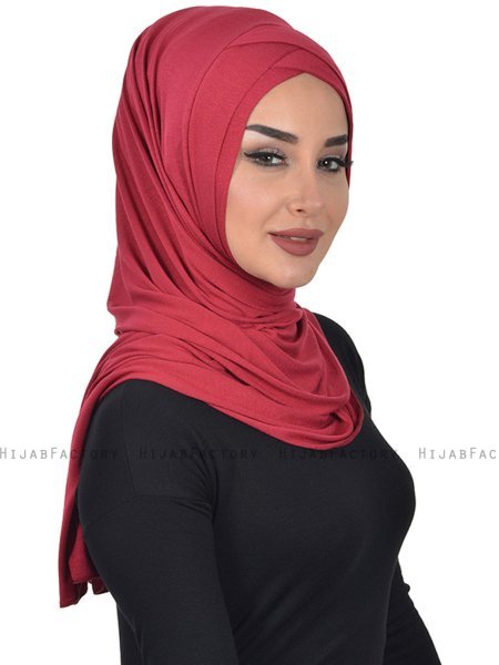 Sofia - Bordeaux Katoenen Praktisch Hijab