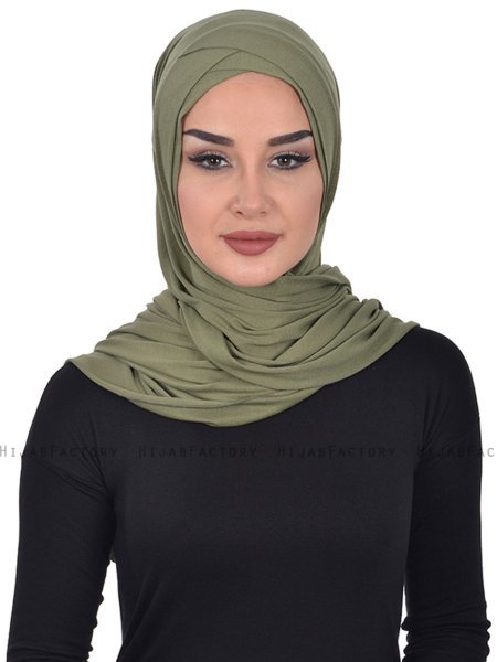 Sofia - Khaki Katoenen Praktisch Hijab
