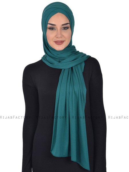 Sofia - Donkergroen Katoenen Praktisch Hijab