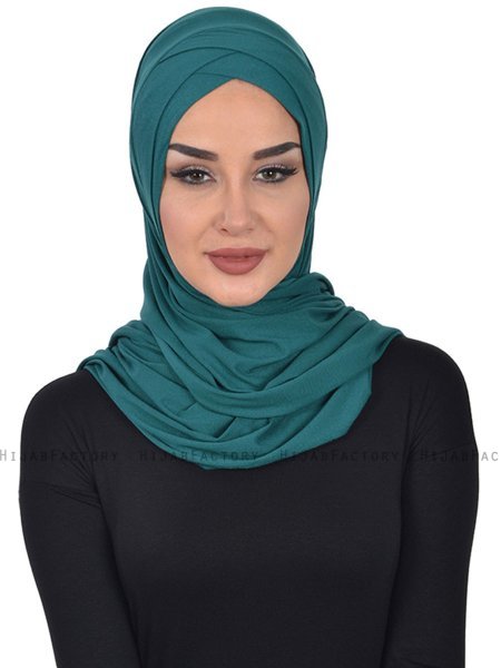 Sofia - Donkergroen Katoenen Praktisch Hijab