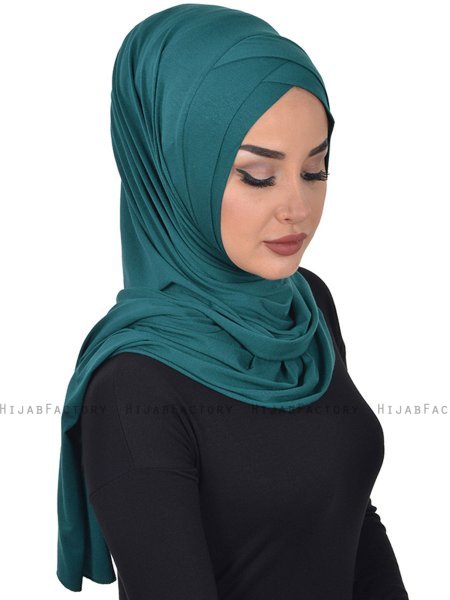 Sofia - Donkergroen Katoenen Praktisch Hijab