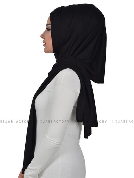 Sofia - Zwart Katoenen Praktisch Hijab