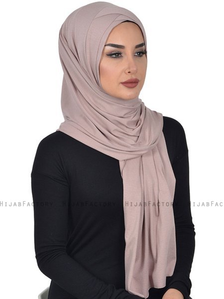 Sofia - Taupe Katoenen Praktisch Hijab