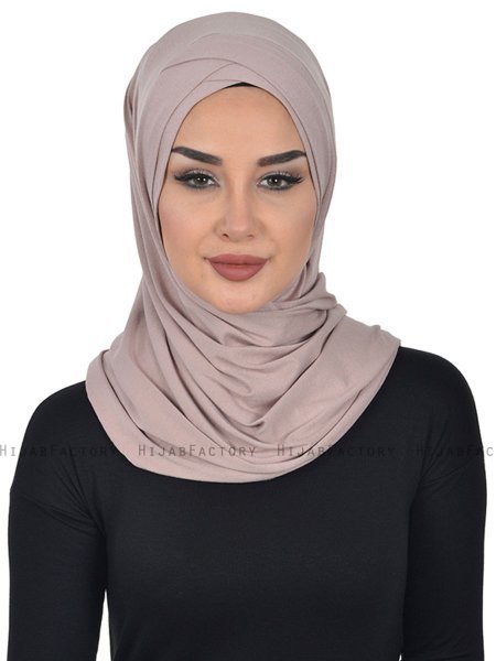 Sofia - Taupe Katoenen Praktisch Hijab