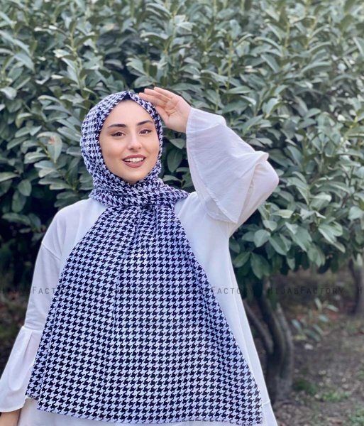 Soheila - Katoenen Hijab In Zwart & Wit Patroon