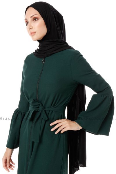 Soraya - Donkergroen Abaya - Miss Cazibe
