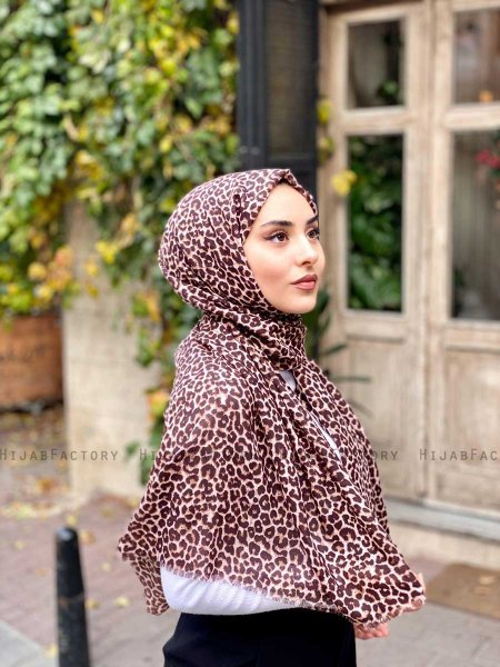 Suha - Katoenen Hijab In Bruin Luipaardpatroon