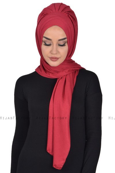 Tamara - Bordeaux Katoenen Praktisch Hijab