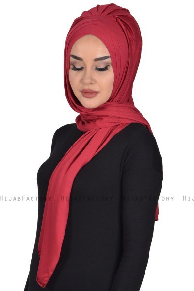 Tamara - Bordeaux Katoenen Praktisch Hijab