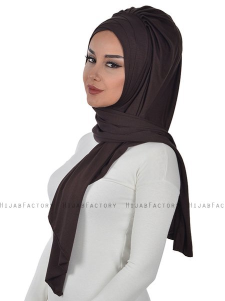 Tamara - Bruin Katoenen Praktisch Hijab