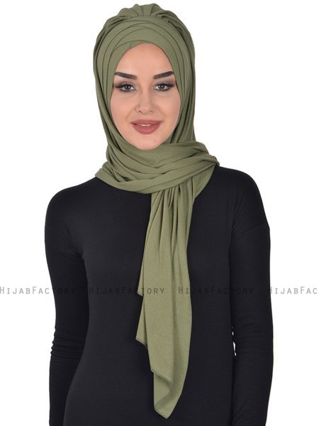 Tamara - Khaki Katoenen Praktisch Hijab