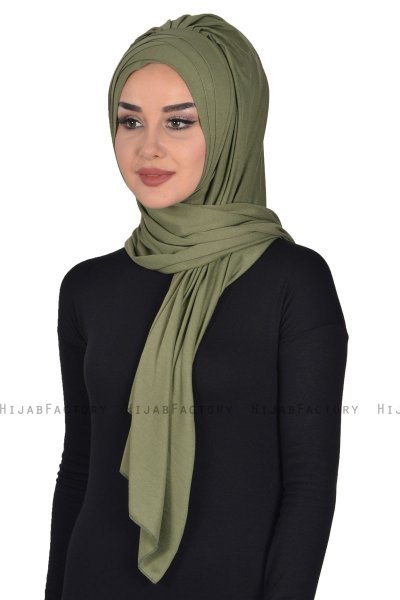 Tamara - Khaki Katoenen Praktisch Hijab