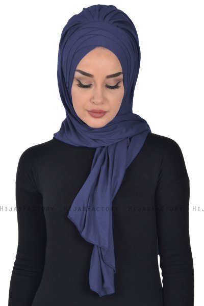 Tamara - Marineblauw Katoenen Praktisch Hijab