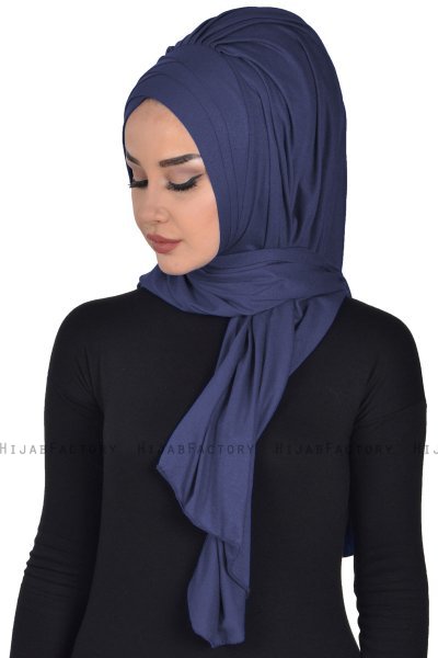 Tamara - Marineblauw Katoenen Praktisch Hijab