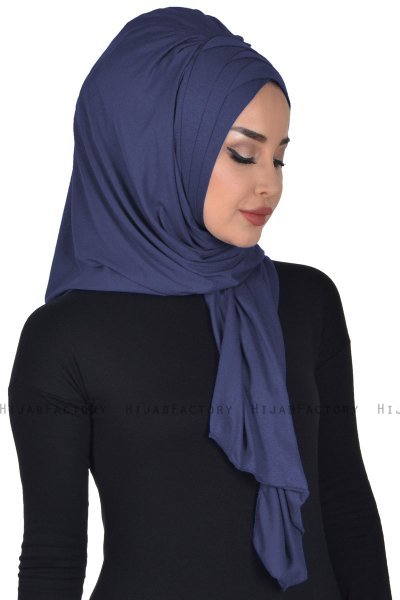 Tamara - Marineblauw Katoenen Praktisch Hijab