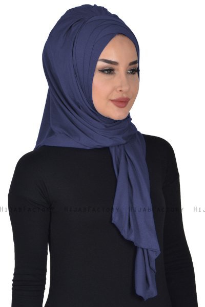 Tamara - Marineblauw Katoenen Praktisch Hijab