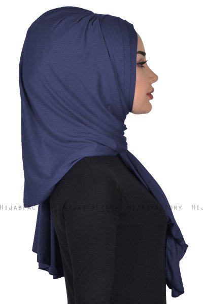 Tamara - Marineblauw Katoenen Praktisch Hijab