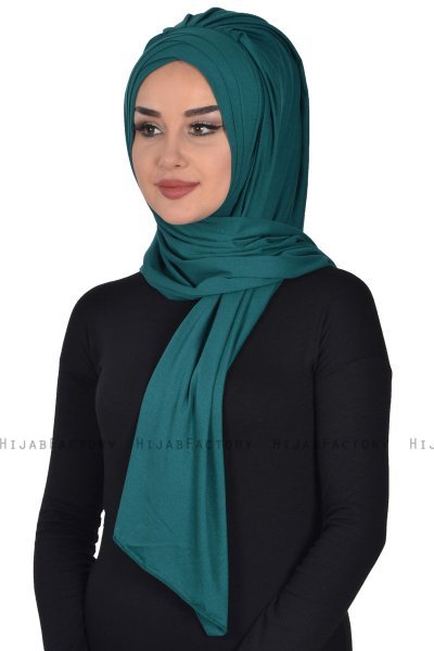 Tamara - Donkergroen Katoenen Praktisch Hijab