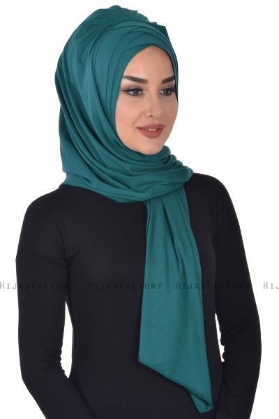 Tamara - Donkergroen Katoenen Praktisch Hijab