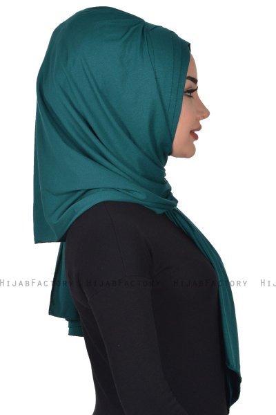 Tamara - Donkergroen Katoenen Praktisch Hijab