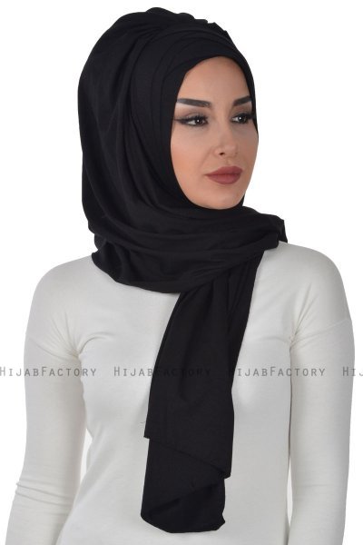 Tamara - Zwart Katoenen Praktisch Hijab