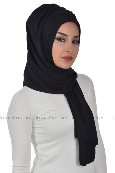 Tamara - Zwart Katoenen Praktisch Hijab