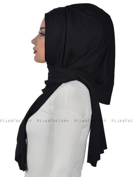 Tamara - Zwart Katoenen Praktisch Hijab