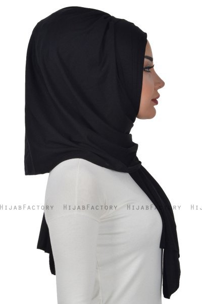 Tamara - Zwart Katoenen Praktisch Hijab