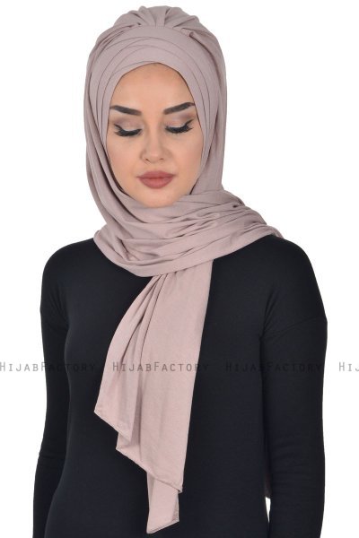 Tamara - Taupe Katoenen Praktisch Hijab