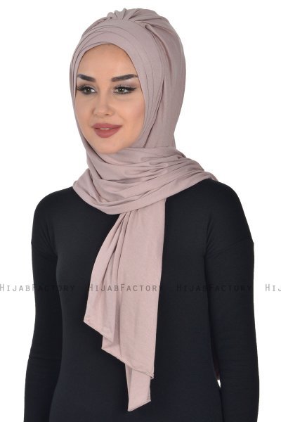Tamara - Taupe Katoenen Praktisch Hijab
