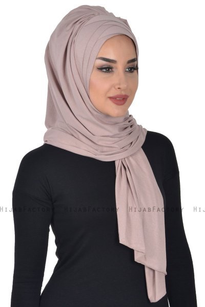 Tamara - Taupe Katoenen Praktisch Hijab