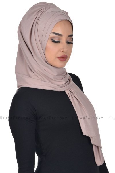 Tamara - Taupe Katoenen Praktisch Hijab