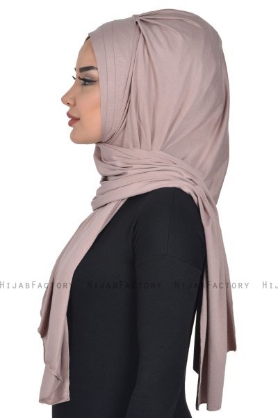 Tamara - Taupe Katoenen Praktisch Hijab